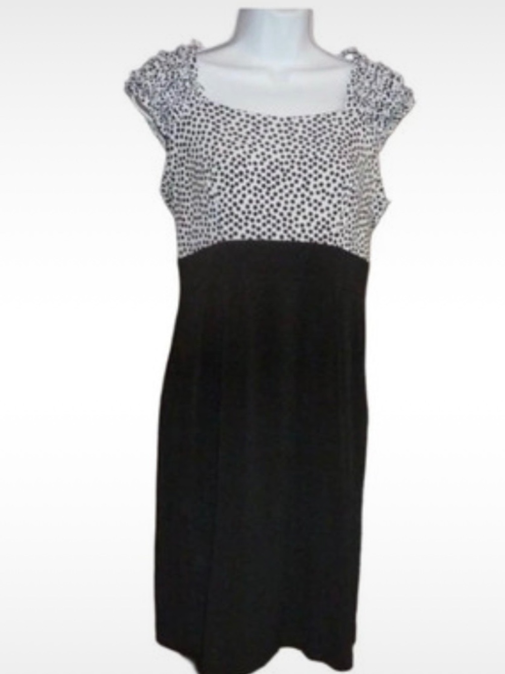 Saint Tropez West Black & White Polka Dot Mini Dress, Sleeveless, Ruffles, M 8